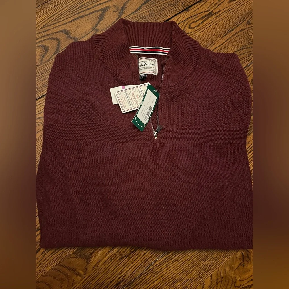 Flag & Anthem Burgundy Mens Quarter Zip Mockneck Sweater - XXL NWT - Picture 1 of 3